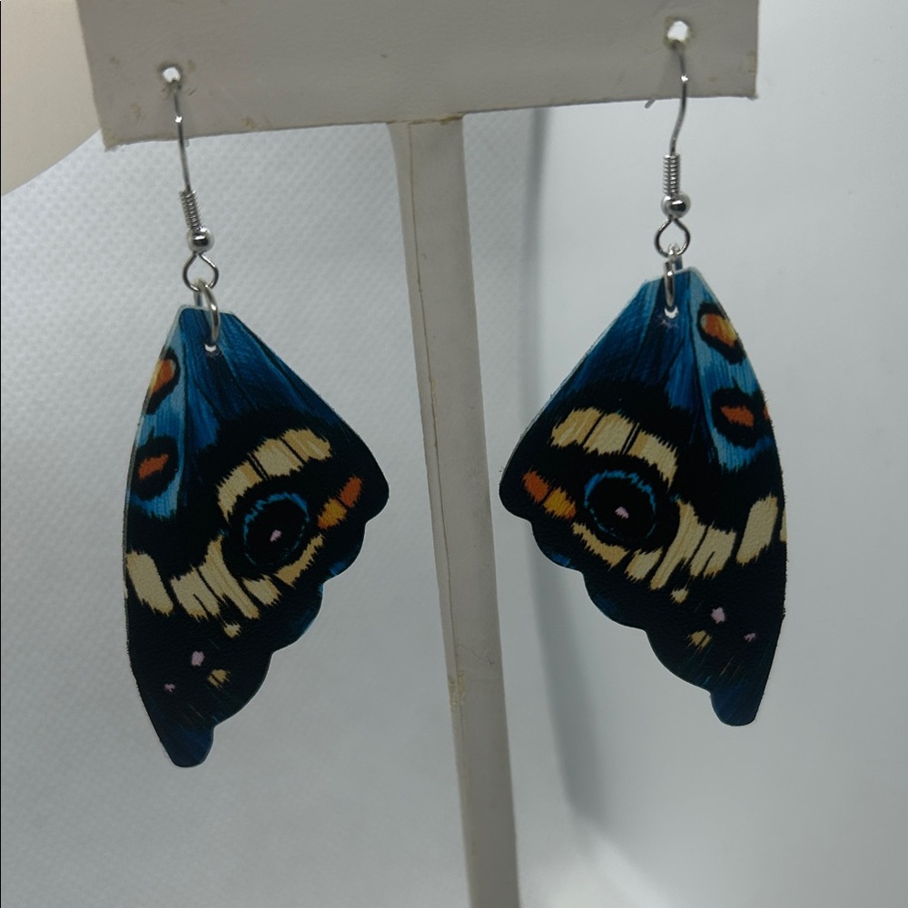 NWOT Blue Butterfly Wing Earrings